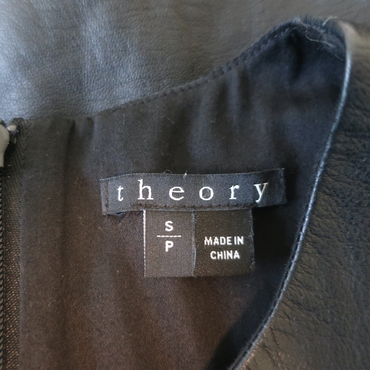Theory Hodal Leather Overlay Top Black/White Size Small Sleeveless Blouse