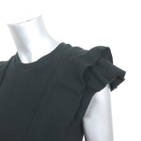 Veronica Beard Bea Ruffle Tee Black Ribbed Knit Size Small