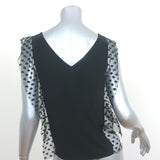Sandro Colorblock Blouse Black Polka Dot Mesh & Silk Size 1 Sleeveless Top