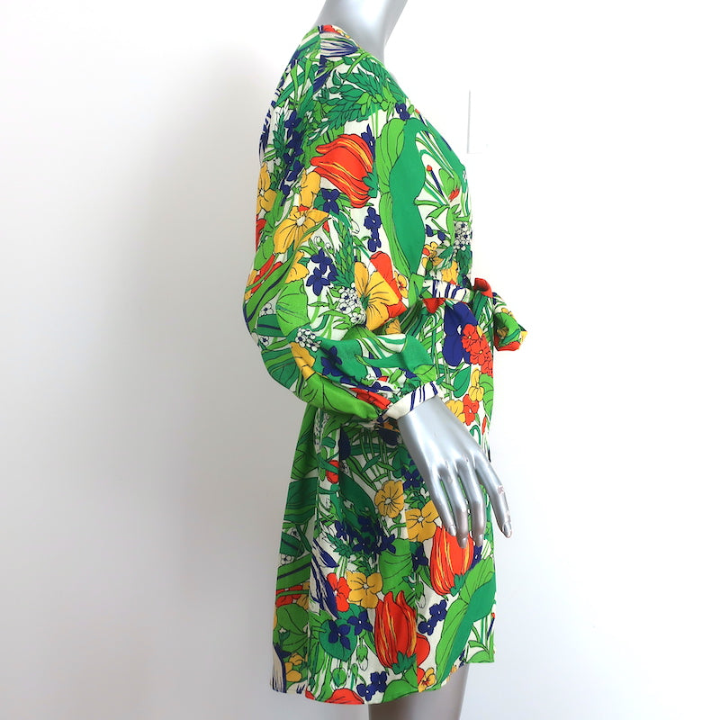Roseanna Villa Dress Botannique Floral Print Hammered Satin Size 40 NEW