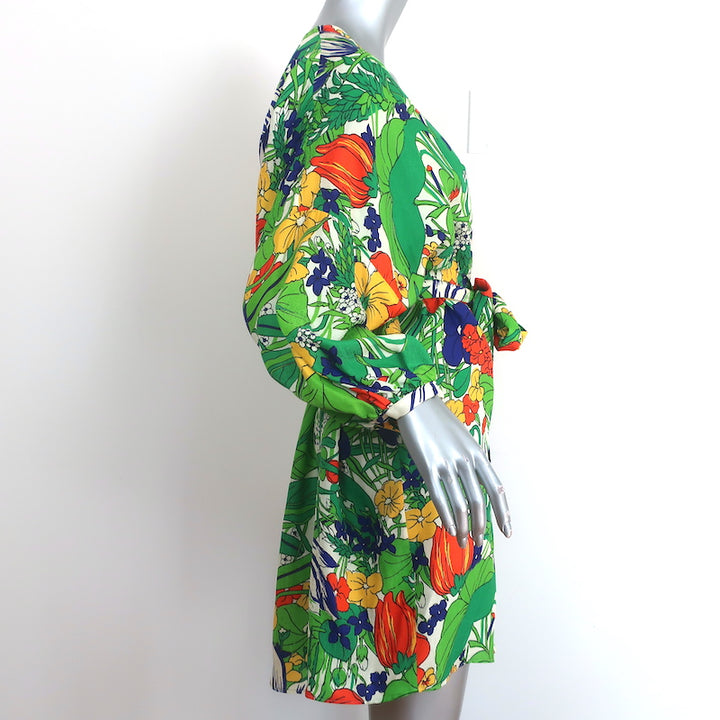 Roseanna Villa Dress Botannique Floral Print Hammered Satin Size 40 NEW
