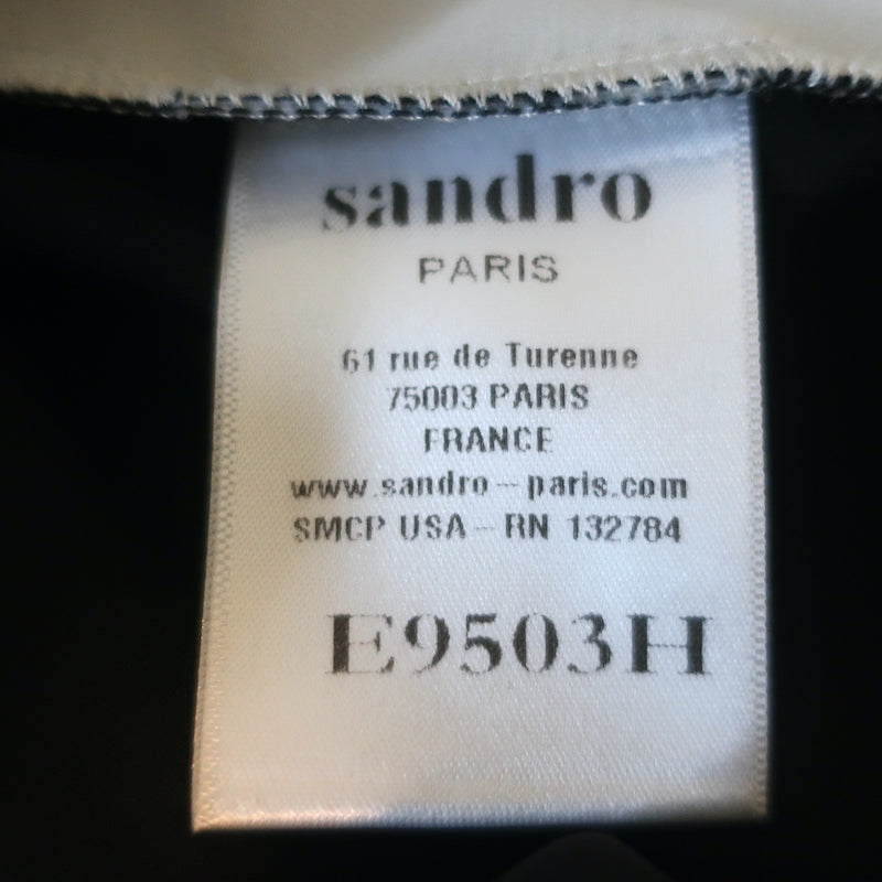 Sandro Colorblock Blouse Black Polka Dot Mesh &amp; Silk Size 1 Sleeveless Top