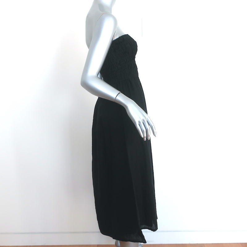 Faithfull the Brand Strapless Midi Dress Elmarie Black Linen Sz Extra Small NEW