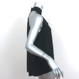 Claudie Pierlot Tie-Neck Top Black Silk Size 36 Sleeveless Blouse