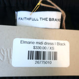 Faithfull the Brand Strapless Midi Dress Elmarie Black Linen Sz Extra Small NEW
