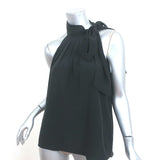 Claudie Pierlot Tie-Neck Top Black Silk Size 36 Sleeveless Blouse