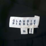 Claudie Pierlot Tie-Neck Top Black Silk Size 36 Sleeveless Blouse