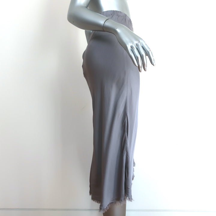 Nation LTD Mabel Midi Skirt Gray Satin Size Extra Small NEW