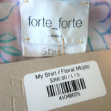 Forte Forte Shirt Light Pink Mojito Floral Print Size 1 Long Sleeve Top NEW