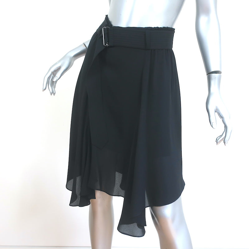 A.L.C. Belted Skirt Black Silk Chiffon Size 2