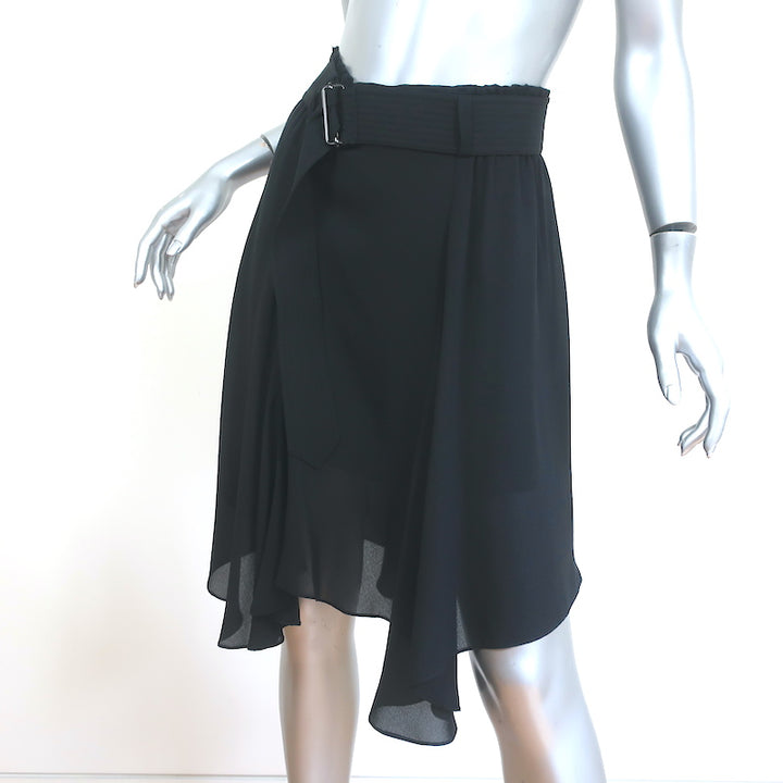 A.L.C. Belted Skirt Black Silk Chiffon Size 2