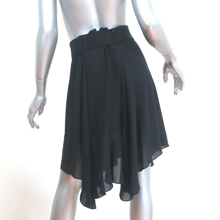 A.L.C. Belted Skirt Black Silk Chiffon Size 2