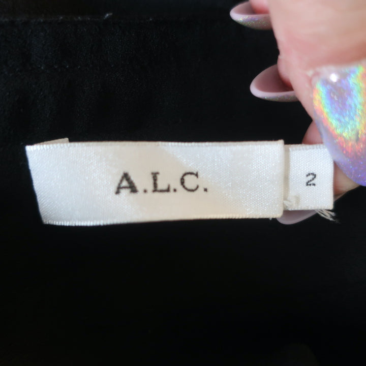 A.L.C. Belted Skirt Black Silk Chiffon Size 2