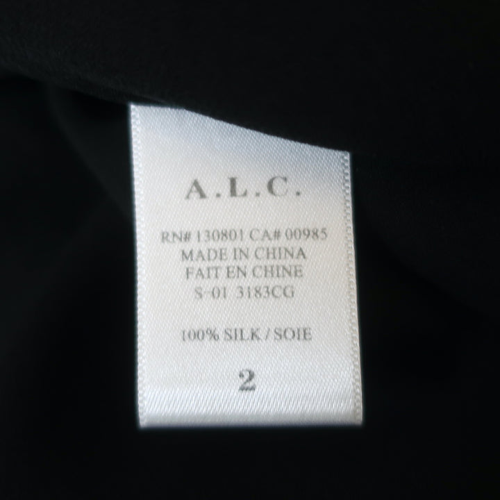 A.L.C. Belted Skirt Black Silk Chiffon Size 2