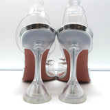 Amina Muaddi Rosie Glass Slingback Pumps Clear PVC Size 38.5 Crystal Bow Heels