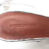 Amina Muaddi Rosie Glass Slingback Pumps Clear PVC Size 38.5 Crystal Bow Heels