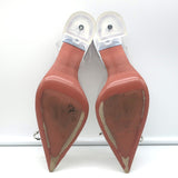 Amina Muaddi Rosie Glass Slingback Pumps Clear PVC Size 38.5 Crystal Bow Heels
