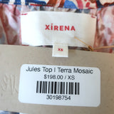 Xirena Puff Sleeve Top Jules Terra Mosaic Print Cotton Size Extra Small NEW