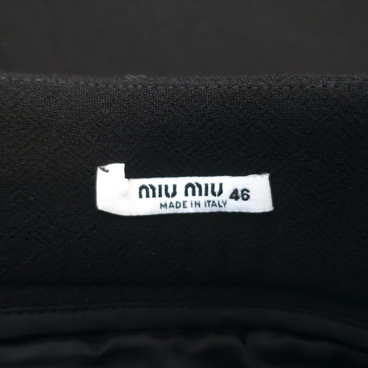 Miu Miu Crystal &amp; Pearl Embellished Mini Skirt Black Wool Size 46