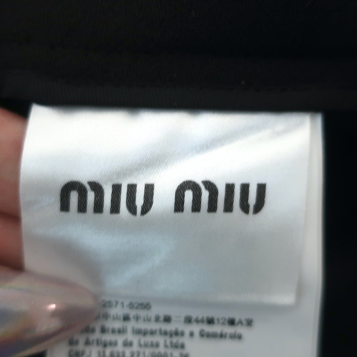 Miu Miu Crystal &amp; Pearl Embellished Mini Skirt Black Wool Size 46