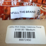 Faithfull the Brand Midi Dress Lalika Valencia Floral Print Size Medium NEW