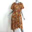 Raquel Allegra Puff Sleeve Asymmetric Dress Simone Cheetah Print Silk Size 1 NEW