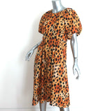 Raquel Allegra Puff Sleeve Asymmetric Dress Simone Cheetah Print Silk Size 1 NEW