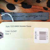 Raquel Allegra Puff Sleeve Asymmetric Dress Simone Cheetah Print Silk Size 1 NEW