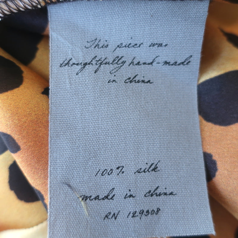 Raquel Allegra Puff Sleeve Asymmetric Dress Simone Cheetah Print Silk Size 1 NEW