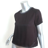 Nation LTD Marie Tee Dark Brown Satin Size Extra Small Short Sleeve Top NEW