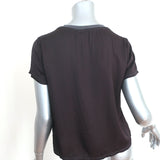 Nation LTD Marie Tee Dark Brown Satin Size Extra Small Short Sleeve Top NEW