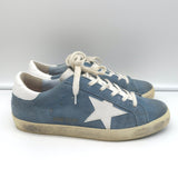 Golden Goose Superstar Sneakers Light Blue Suede & White Leather Size 38