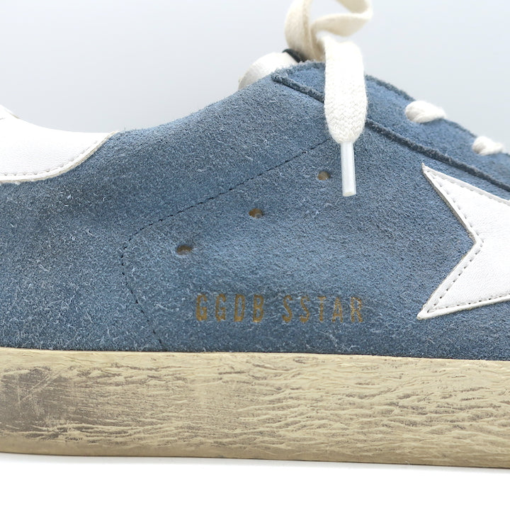 Golden Goose Superstar Sneakers Light Blue Suede &amp; White Leather Size 38