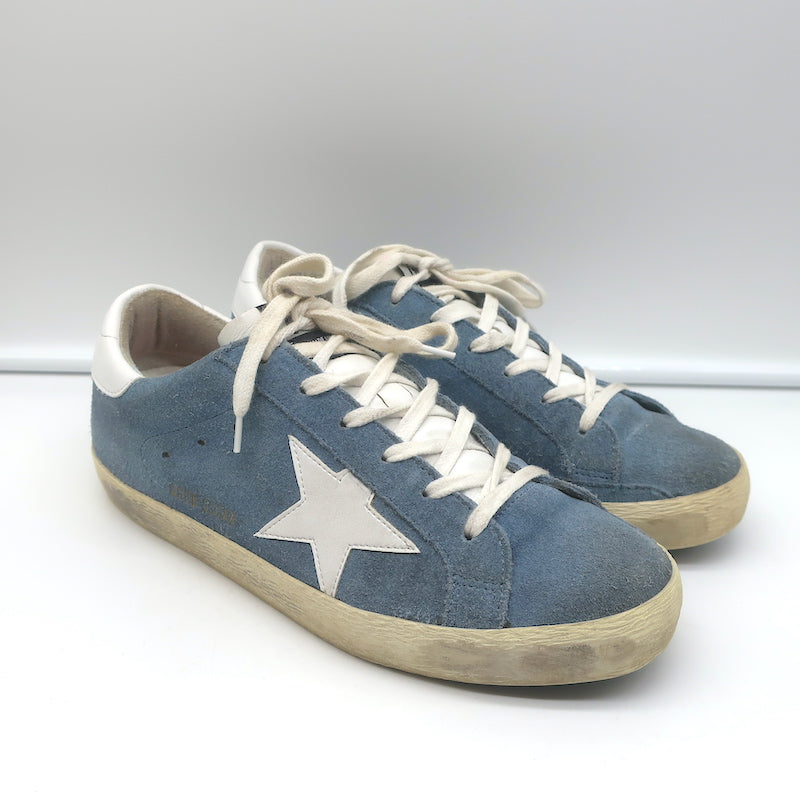 Golden Goose Superstar Sneakers Light Blue Suede & White Leather