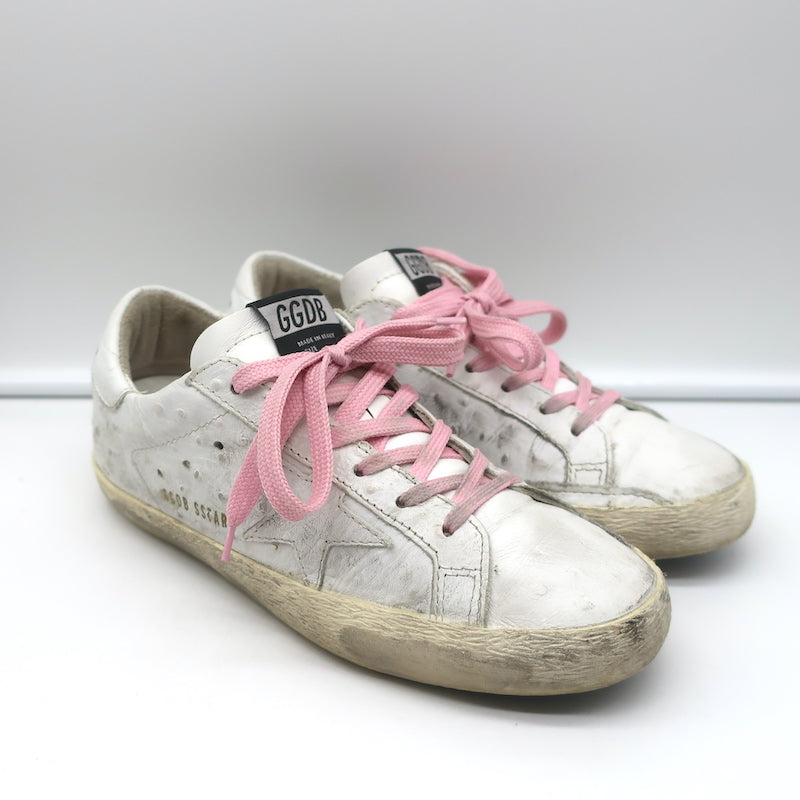 Golden Goose Superstar Sneakers White Ostrich-Embossed Leather