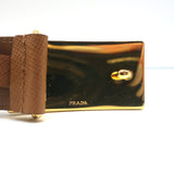 Prada Saffiano Logo Buckle Belt Tan Leather Size 90 US 36