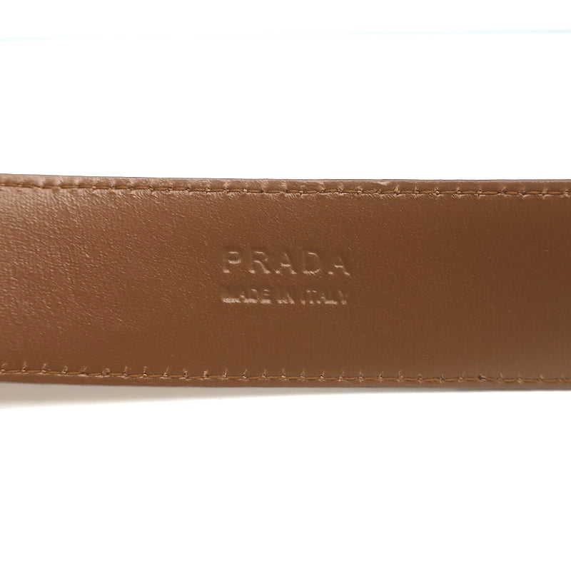 Prada Saffiano Logo Buckle Belt Tan Leather Size 90 US 36