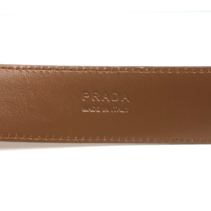 Prada Saffiano Logo Buckle Belt Tan Leather Size 90 US 36