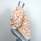 Ulla Johnson Puff Sleeve Sweatshirt Top Rami Light Pink Vine Print Size Small