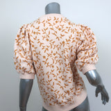 Ulla Johnson Puff Sleeve Sweatshirt Top Rami Light Pink Vine Print Size Small