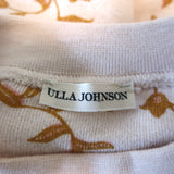 Ulla Johnson Puff Sleeve Sweatshirt Top Rami Light Pink Vine Print Size Small