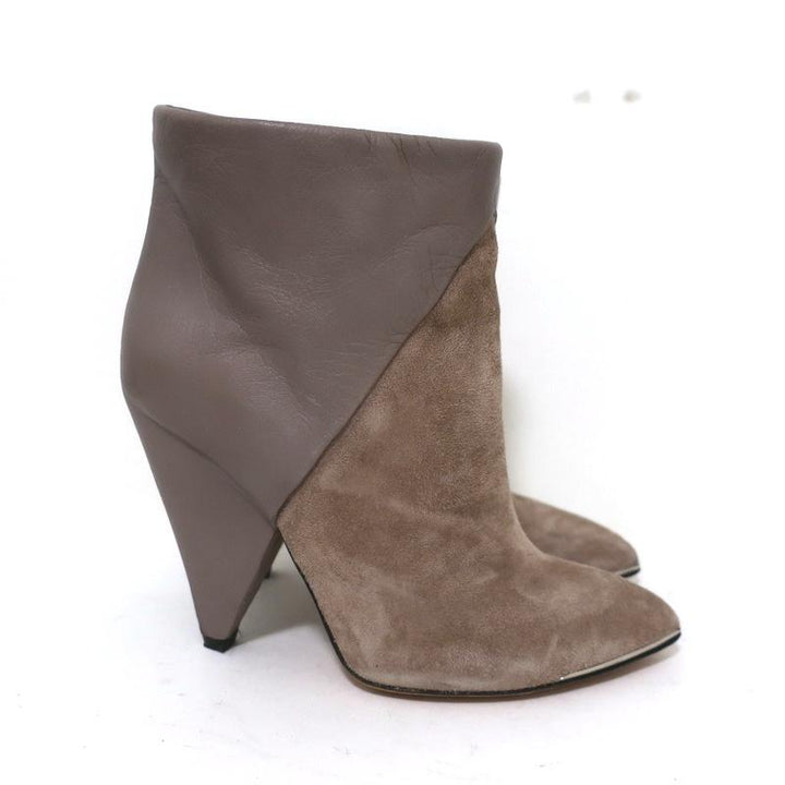 IRO Ankle Boots Keira Taupe Leather &amp; Suede Size 37 Pointed Toe Booties available at CelebrityOwned.com img_2