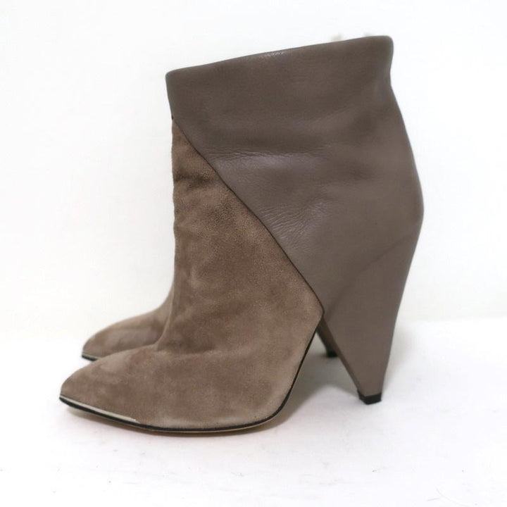 IRO Ankle Boots Keira Taupe Leather &amp; Suede Size 37 Pointed Toe Booties available at CelebrityOwned.com img_5