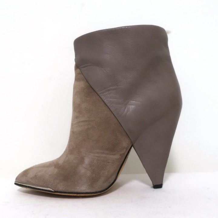 IRO Ankle Boots Keira Taupe Leather &amp; Suede Size 37 Pointed Toe Booties available at CelebrityOwned.com img_6
