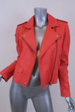 IRO Ashville Leather Moto Jacket Coral Size 40 available at CelebrityOwned.com img_1