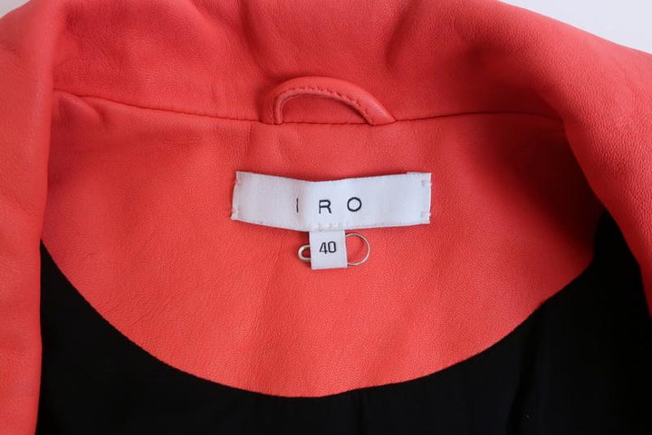 IRO Ashville Leather Moto Jacket Coral Size 40 available at CelebrityOwned.com img_8