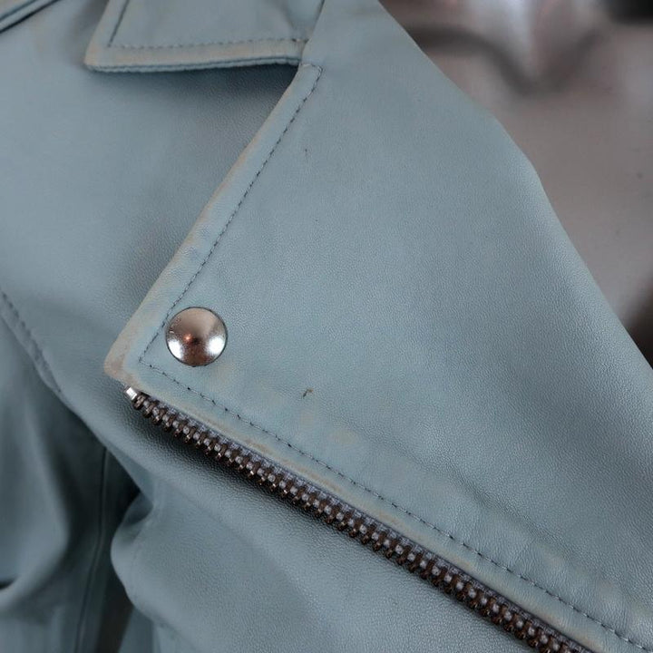 IRO Ashville Leather Motorcycle Jacket Light Blue Size 40 Biker Jacket available at CelebrityOwned.com img_4