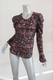 IRO Blouse Lou Black Printed Sheer Crepe Size 34 Long Sleeve Top available at CelebrityOwned.com img_1