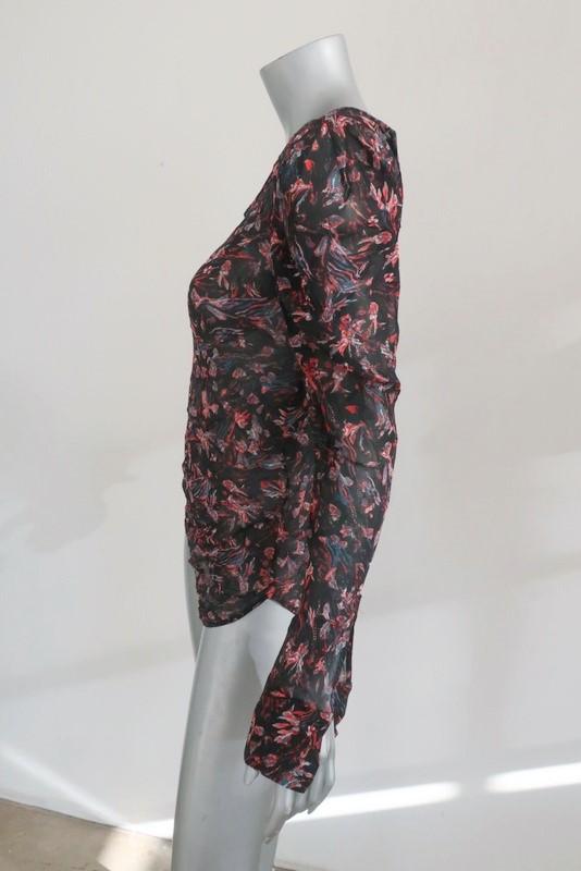 IRO Blouse Lou Black Printed Sheer Crepe Size 34 Long Sleeve Top available at CelebrityOwned.com img_2