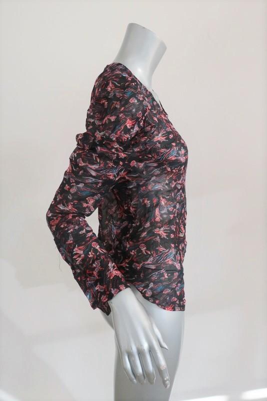 IRO Blouse Lou Black Printed Sheer Crepe Size 34 Long Sleeve Top available at CelebrityOwned.com img_3
